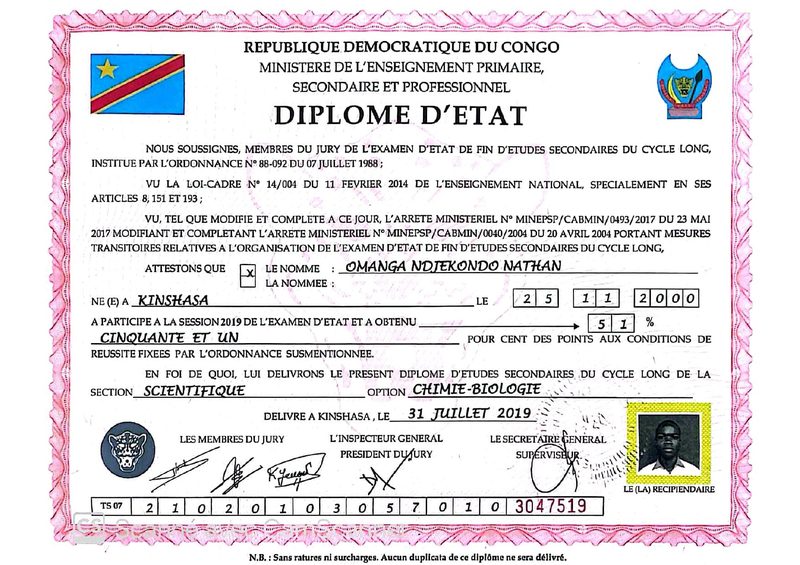 Diplôme d'État — Section Scientifique, Option Chimie-Biologie